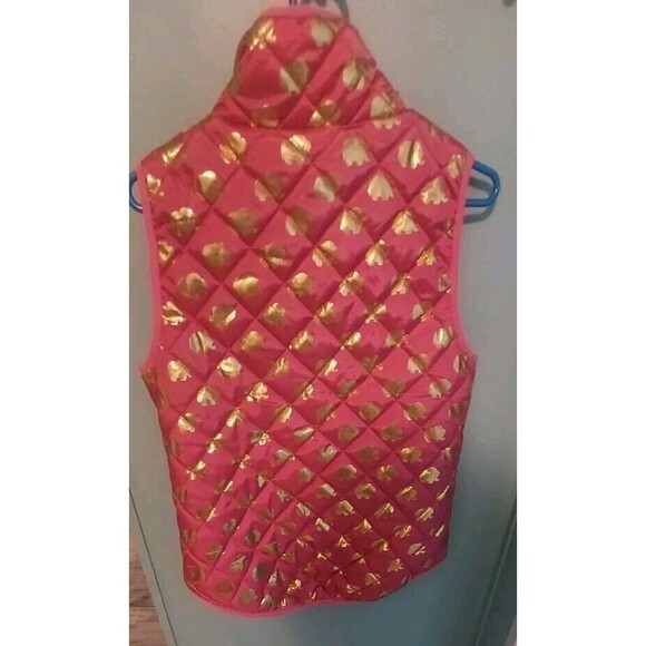 Simply Southern Size M Pink Gold Pineapple Quilted Puffer Vest Preppy - Picture 2 of 5